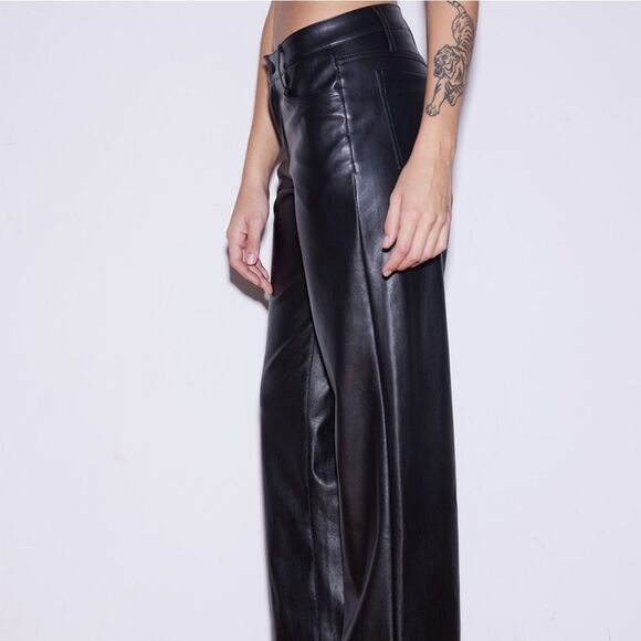 WEST OF MELROSE Faux Leather Low Rise Wide Leg Womens Pants - Picture 2 of 8